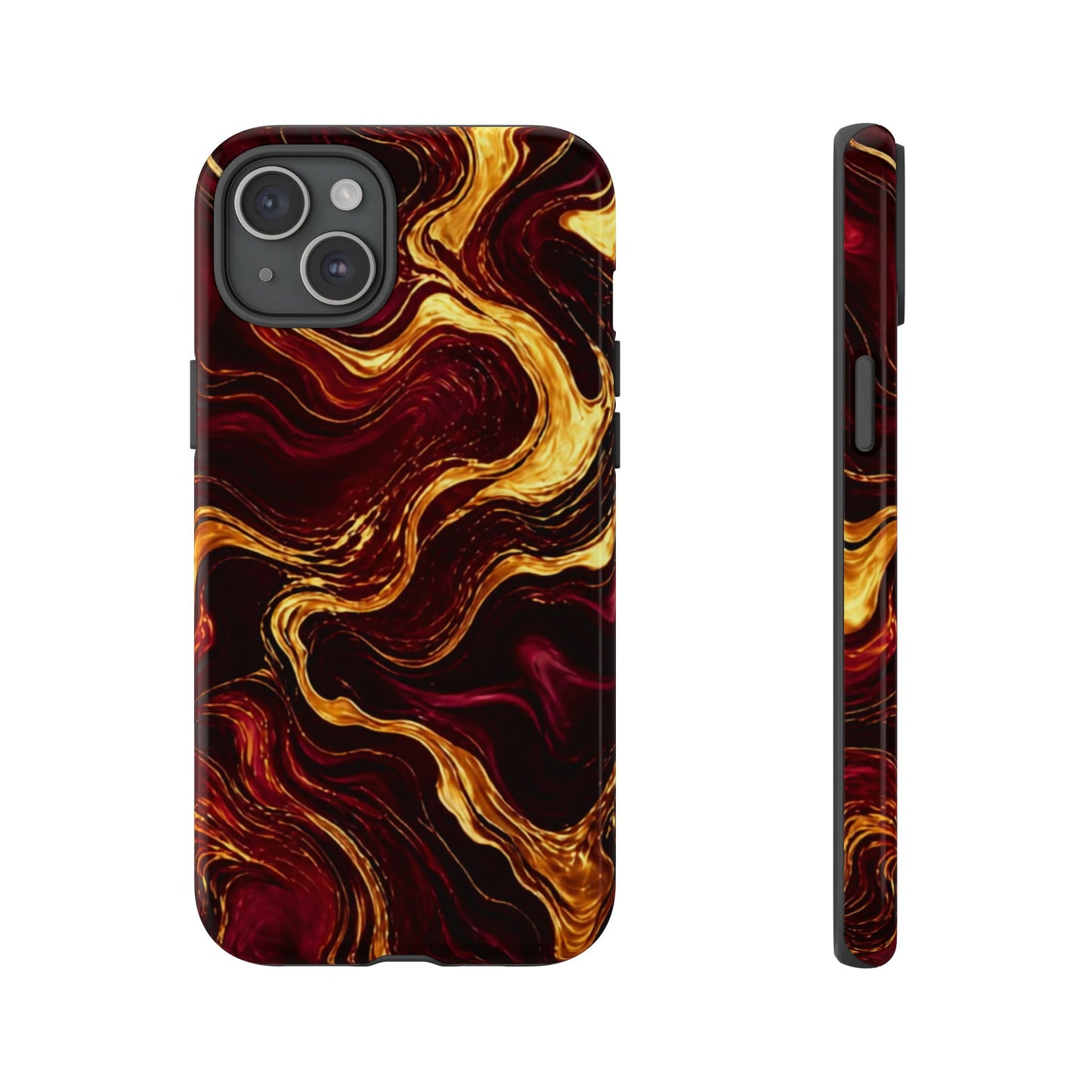 Molten Gold and Maroon Waves: Elegant Phone Case for iPhone, Samsung Galaxy and Google Pixel devices