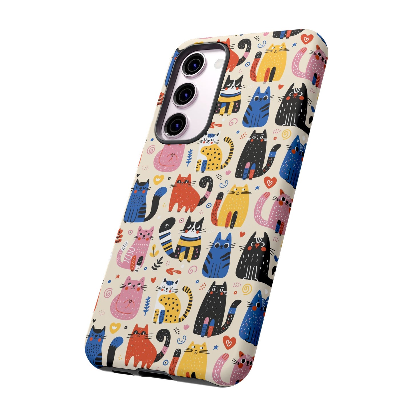 Cat Doodles Phone Case: Playful Cat-Inspired Tough Case for iPhone, Samsung Galaxy and Google Pixel devices