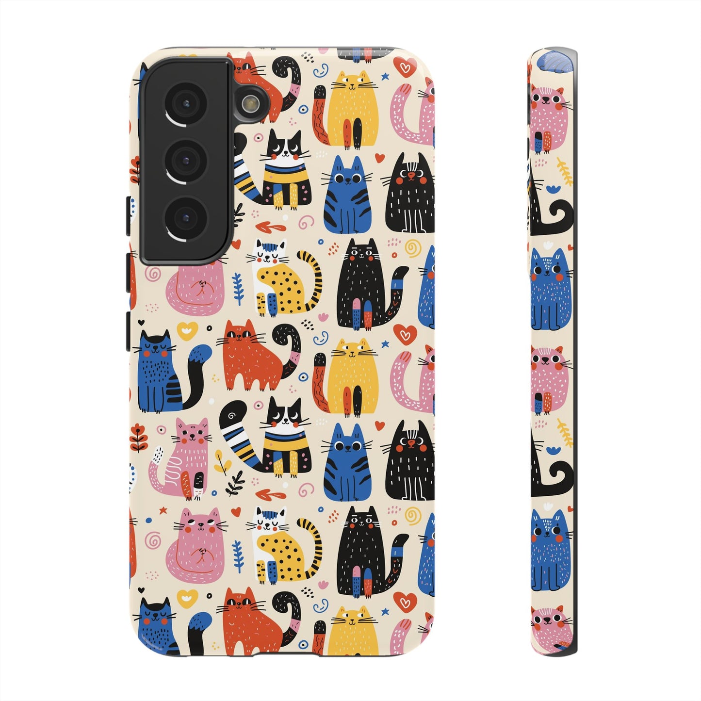 Cat Doodles Phone Case: Playful Cat-Inspired Tough Case for iPhone, Samsung Galaxy and Google Pixel devices