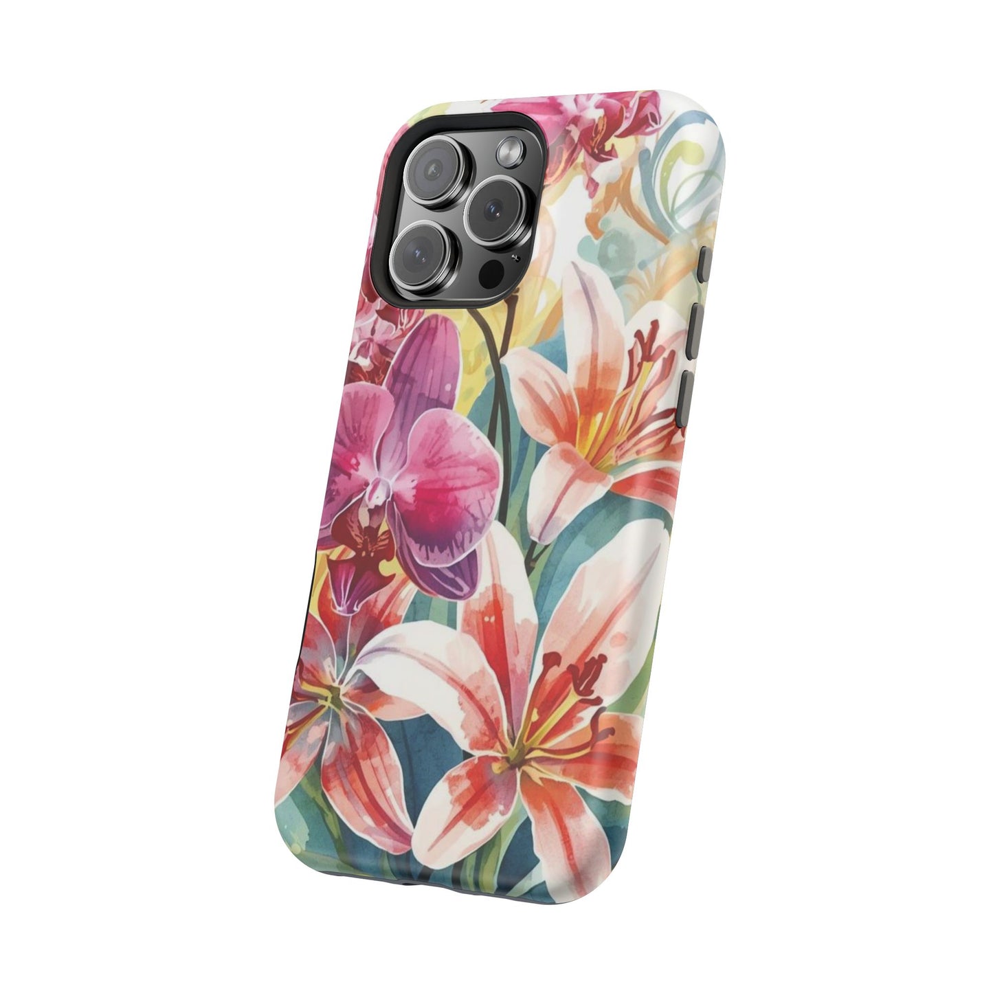Hibiscus & Orchid Haven: MagSafe Floral Phone Case for iPhone