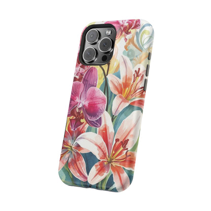 Hibiscus & Orchid Haven: MagSafe Floral Phone Case for iPhone