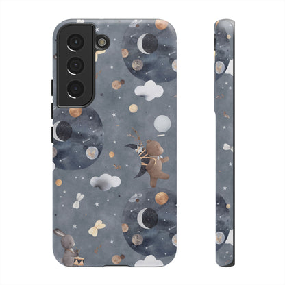 Moon, Bear and Bunny: Cute phone case for iPhone, Samsung Galaxy and Google Pixel devices