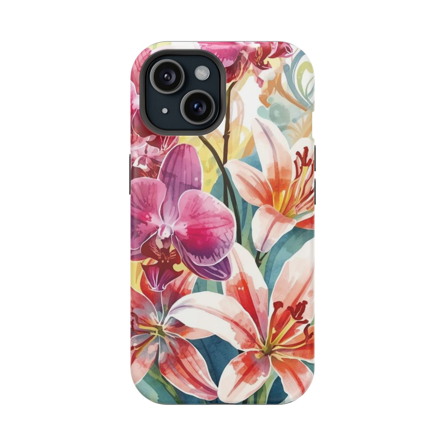 Hibiscus & Orchid Haven: MagSafe Floral Phone Case for iPhone