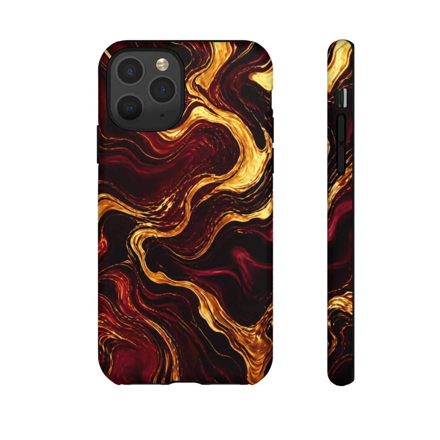 Molten Gold and Maroon Waves: Elegant Phone Case for iPhone, Samsung Galaxy and Google Pixel devices