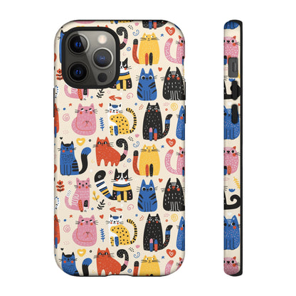 Cat Doodles Phone Case: Playful Cat-Inspired Tough Case for iPhone, Samsung Galaxy and Google Pixel devices