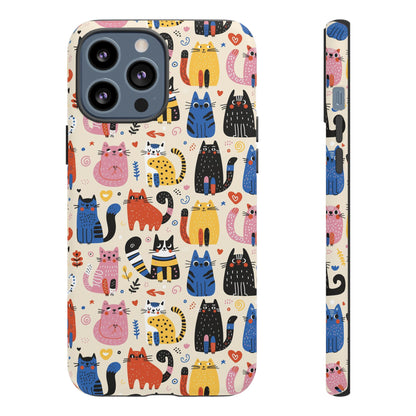 Cat Doodles Phone Case: Playful Cat-Inspired Tough Case for iPhone, Samsung Galaxy and Google Pixel devices