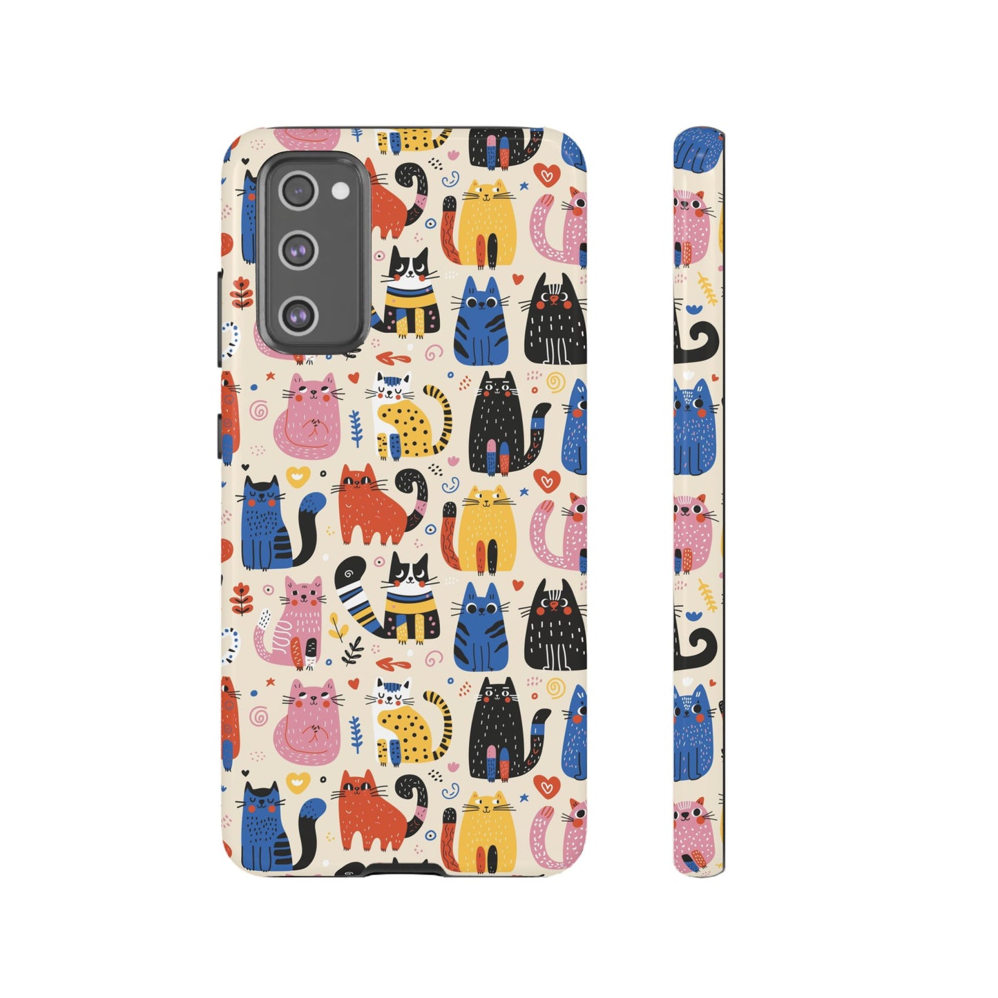 Cat Doodles Phone Case: Playful Cat-Inspired Tough Case for iPhone, Samsung Galaxy and Google Pixel devices