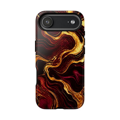 Molten Gold and Maroon Waves: Elegant Phone Case for iPhone, Samsung Galaxy and Google Pixel devices