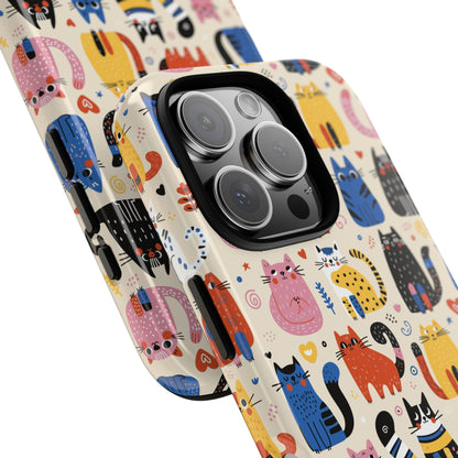 Cat Doodles Phone Case: Playful Cat-Inspired Tough Case for iPhone, Samsung Galaxy and Google Pixel devices