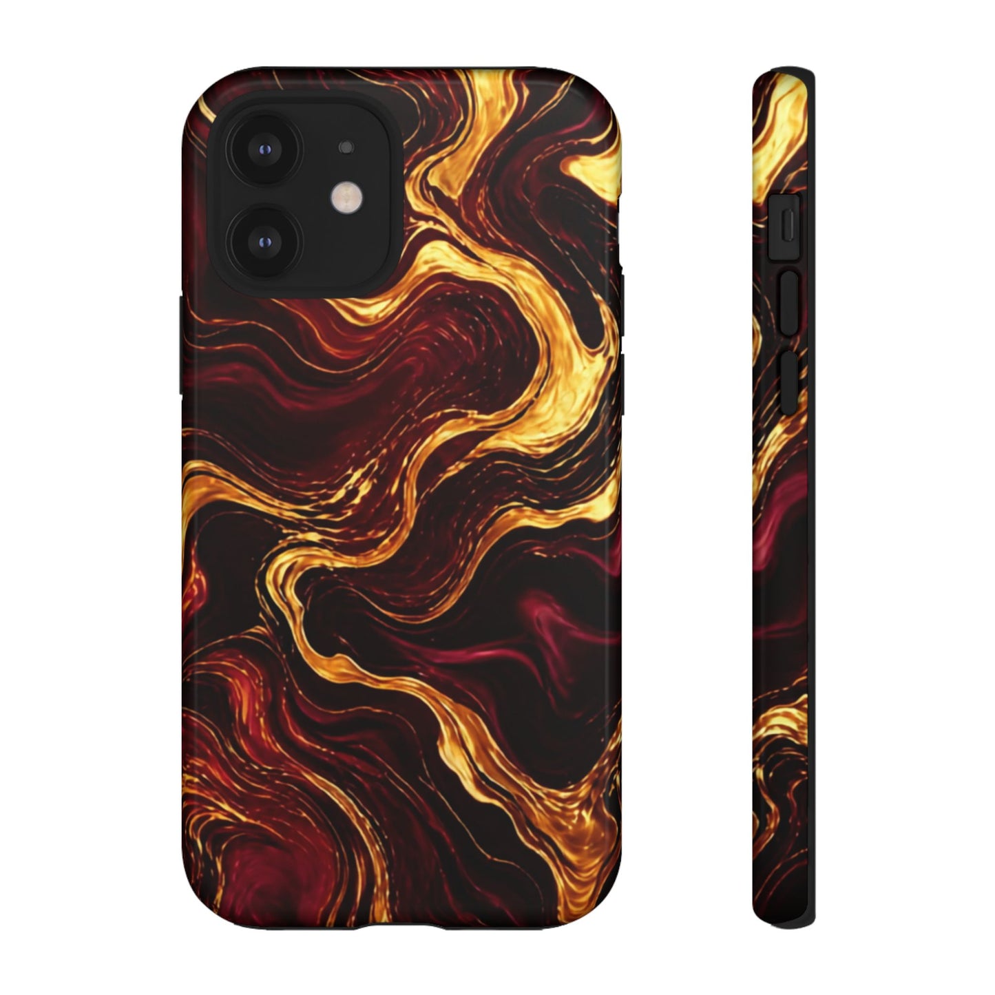 Molten Gold and Maroon Waves: Elegant Phone Case for iPhone, Samsung Galaxy and Google Pixel devices