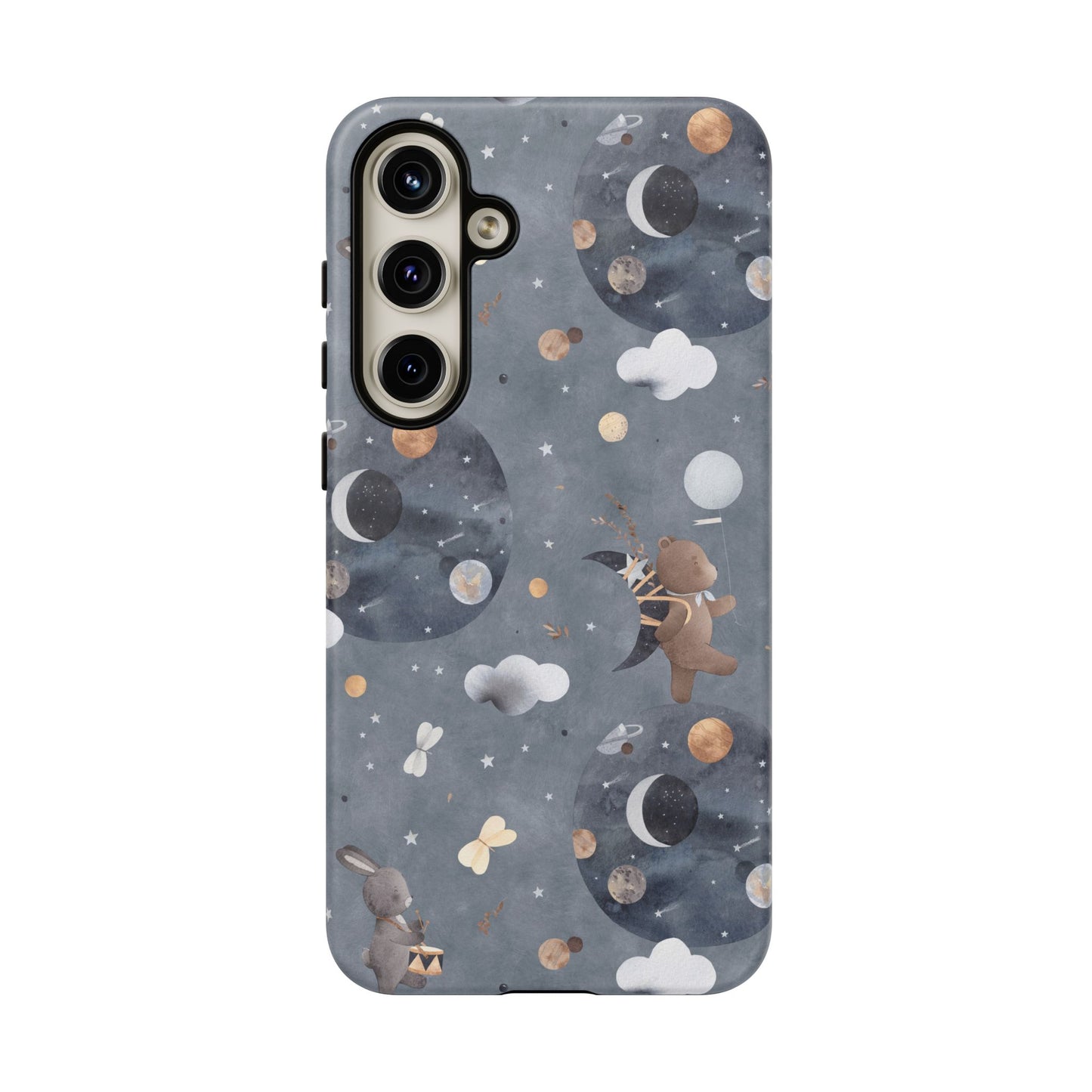 Moon, Bear and Bunny: Cute phone case for iPhone, Samsung Galaxy and Google Pixel devices