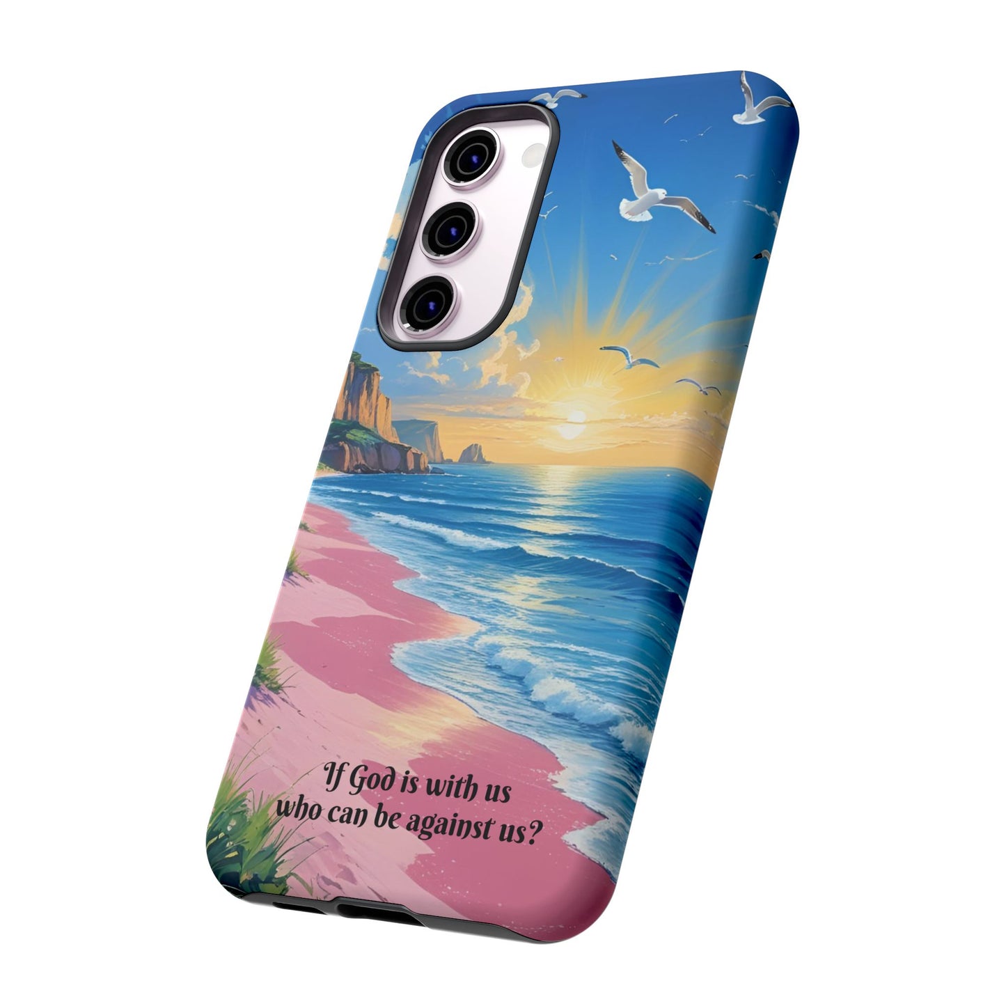 "If God is with us, who can be against us?": Inspiring phone case for iPhone, Samsung Galaxy and Google Pixel devices