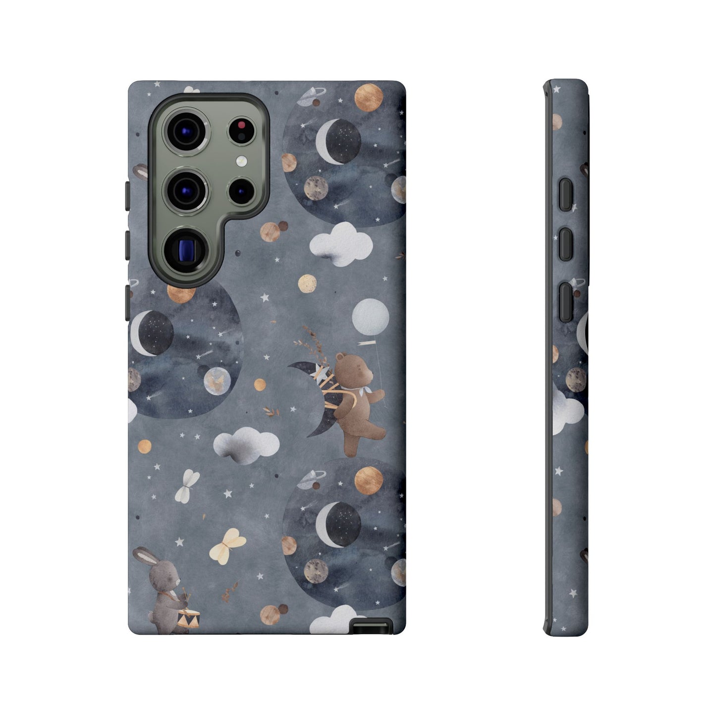 Moon, Bear and Bunny: Cute phone case for iPhone, Samsung Galaxy and Google Pixel devices