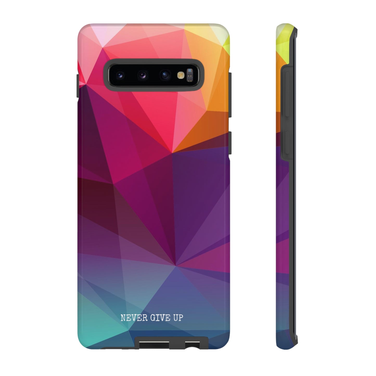 Never Give Up Colored Prism phone case for iPhone, Galaxy and Pixel devices