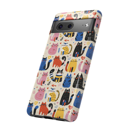 Cat Doodles Phone Case: Playful Cat-Inspired Tough Case for iPhone, Samsung Galaxy and Google Pixel devices