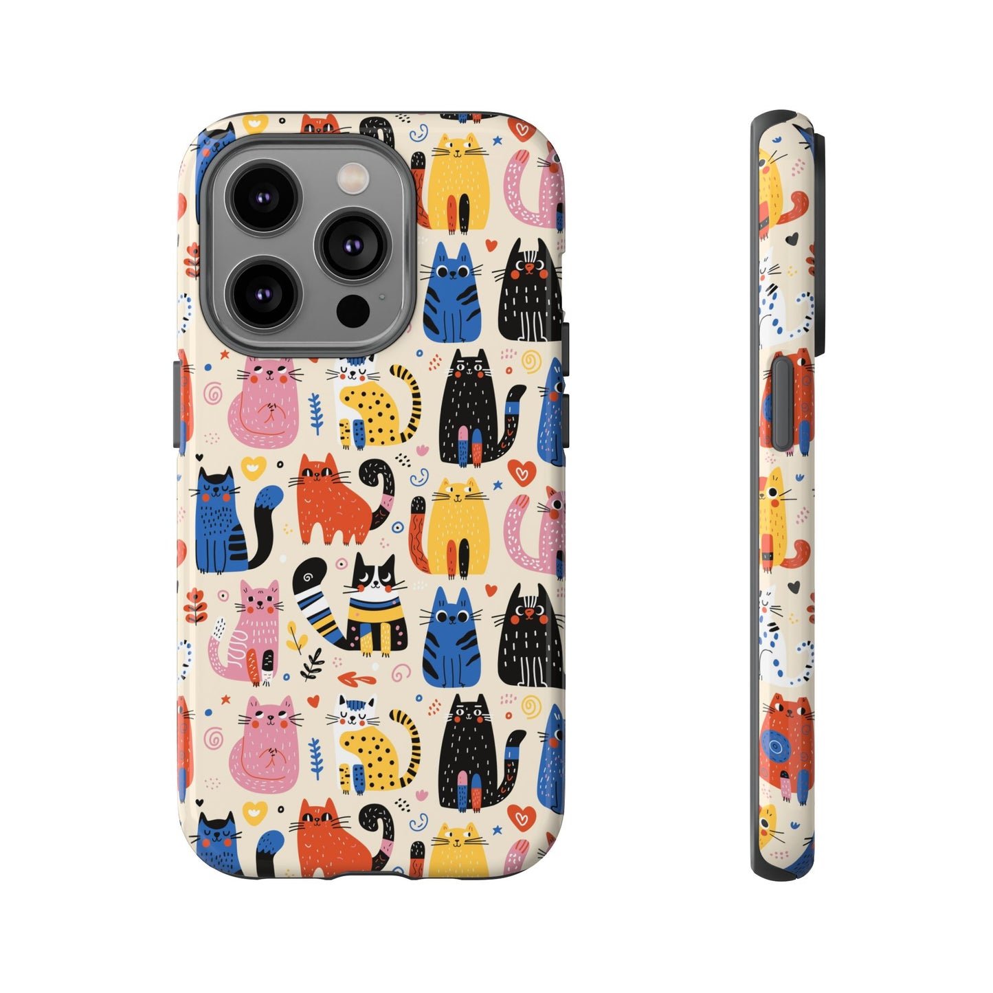 Cat Doodles Phone Case: Playful Cat-Inspired Tough Case for iPhone, Samsung Galaxy and Google Pixel devices