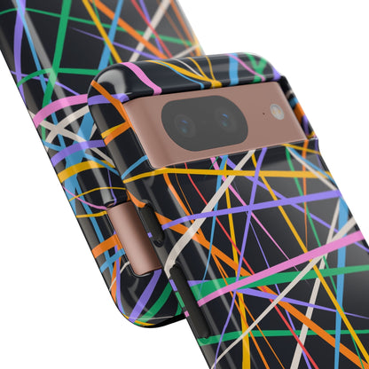 Spectrum Grid: Abstract, Intersecting Line Patterns Phone Case for iPhone, Samsung and Google Pixel devices