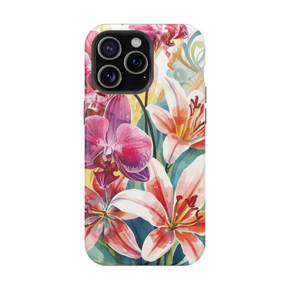 Hibiscus & Orchid Haven: MagSafe Floral Phone Case for iPhone