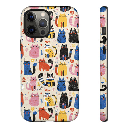 Cat Doodles Phone Case: Playful Cat-Inspired Tough Case for iPhone, Samsung Galaxy and Google Pixel devices