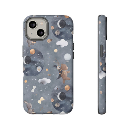 Moon, Bear and Bunny: Cute phone case for iPhone, Samsung Galaxy and Google Pixel devices