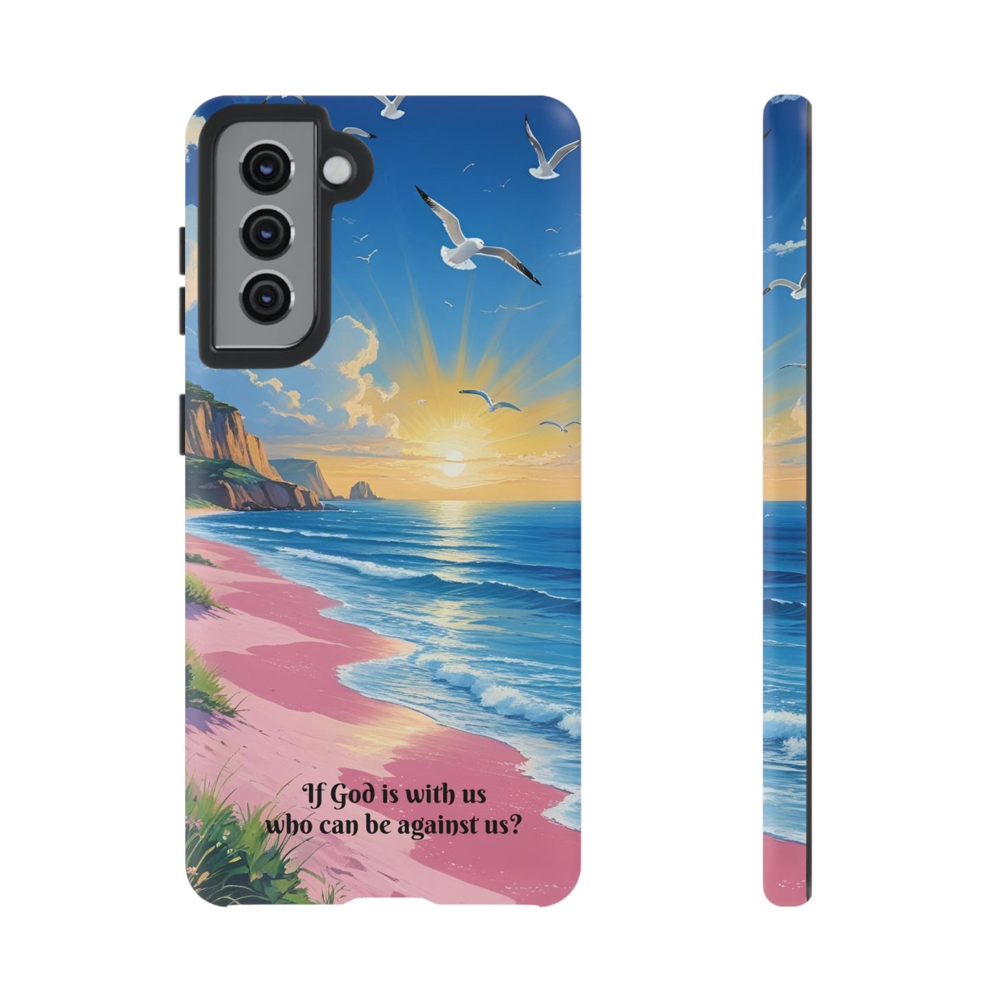 "If God is with us, who can be against us?": Inspiring phone case for iPhone, Samsung Galaxy and Google Pixel devices