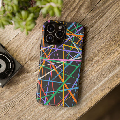 Spectrum Grid: Abstract, Intersecting Line Patterns Phone Case for iPhone, Samsung and Google Pixel devices