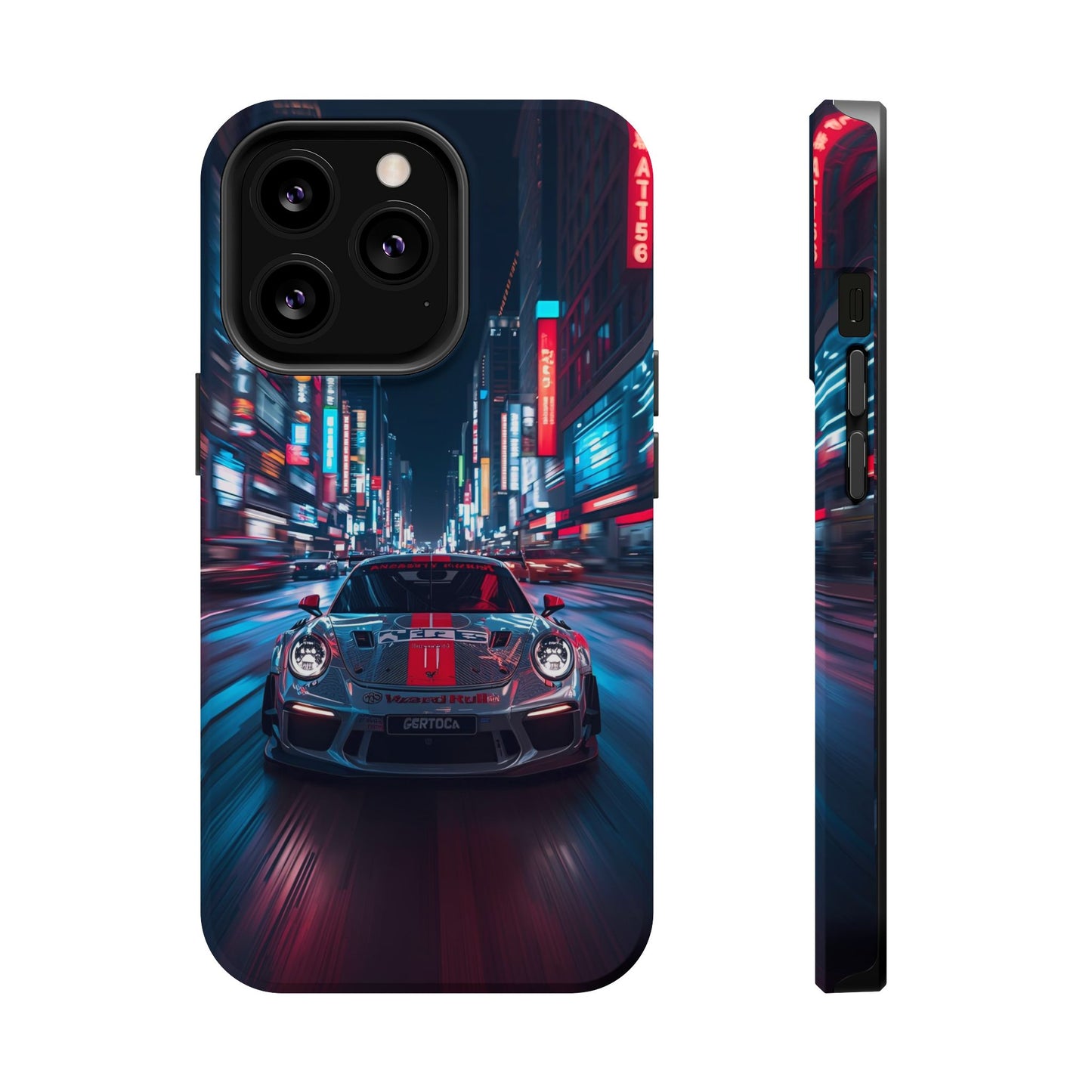 Urban Racer (MagSafe version): Neon Car Inspired iPhone Case for Men