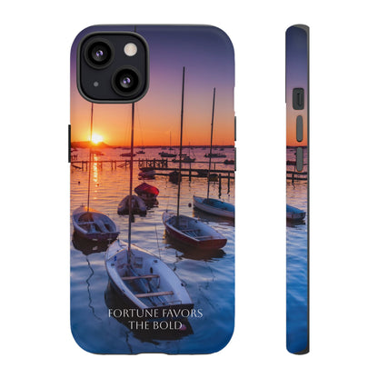 Fortune Favors the Bold: Sunset Sail Phone Case for iPhone, Samsung Galaxy and Google Pixel devices
