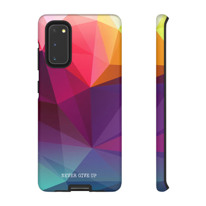 Never Give Up Colored Prism phone case for iPhone, Galaxy and Pixel devices