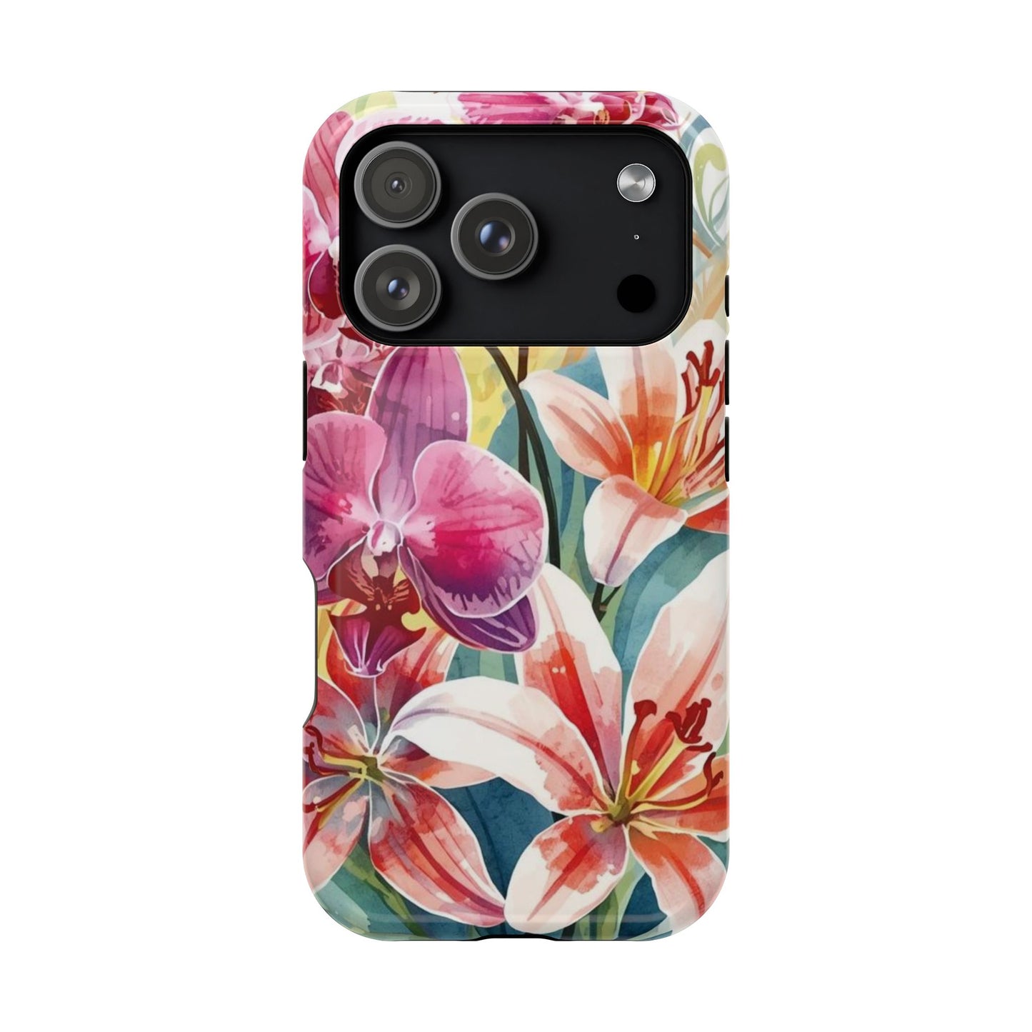 Hibiscus & Orchid Haven: MagSafe Floral Phone Case for iPhone