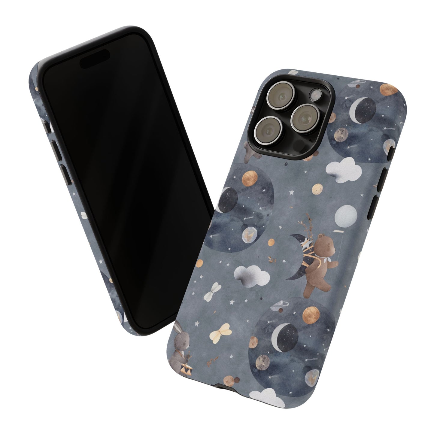 Moon, Bear and Bunny: Cute phone case for iPhone, Samsung Galaxy and Google Pixel devices