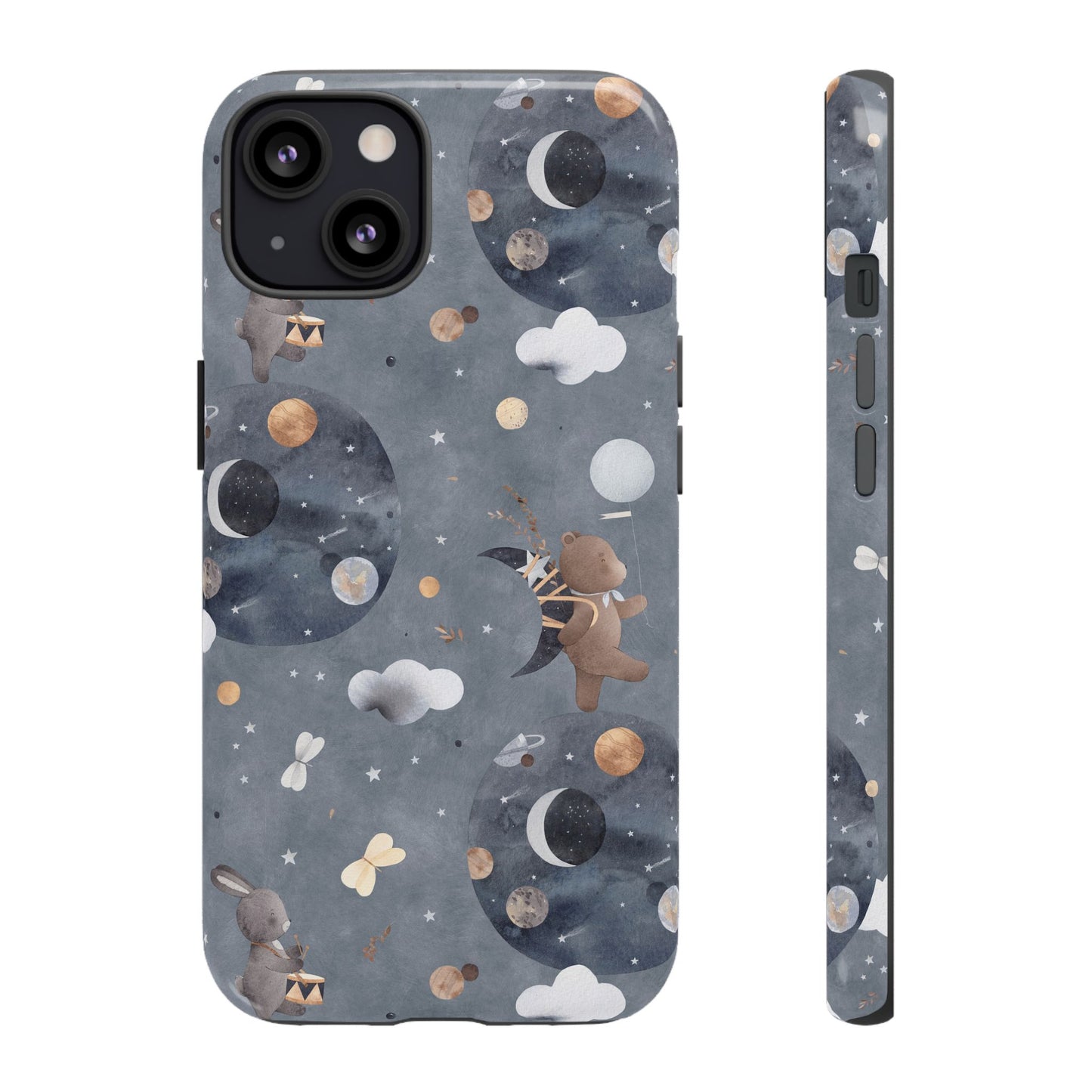 Moon, Bear and Bunny: Cute phone case for iPhone, Samsung Galaxy and Google Pixel devices