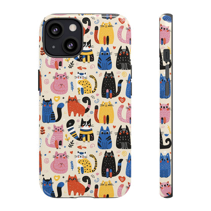 Cat Doodles Phone Case: Playful Cat-Inspired Tough Case for iPhone, Samsung Galaxy and Google Pixel devices