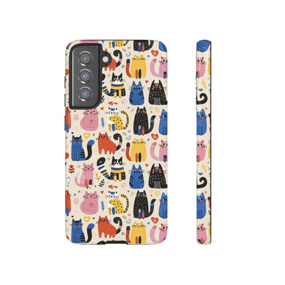 Cat Doodles Phone Case: Playful Cat-Inspired Tough Case for iPhone, Samsung Galaxy and Google Pixel devices