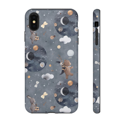 Moon, Bear and Bunny: Cute phone case for iPhone, Samsung Galaxy and Google Pixel devices