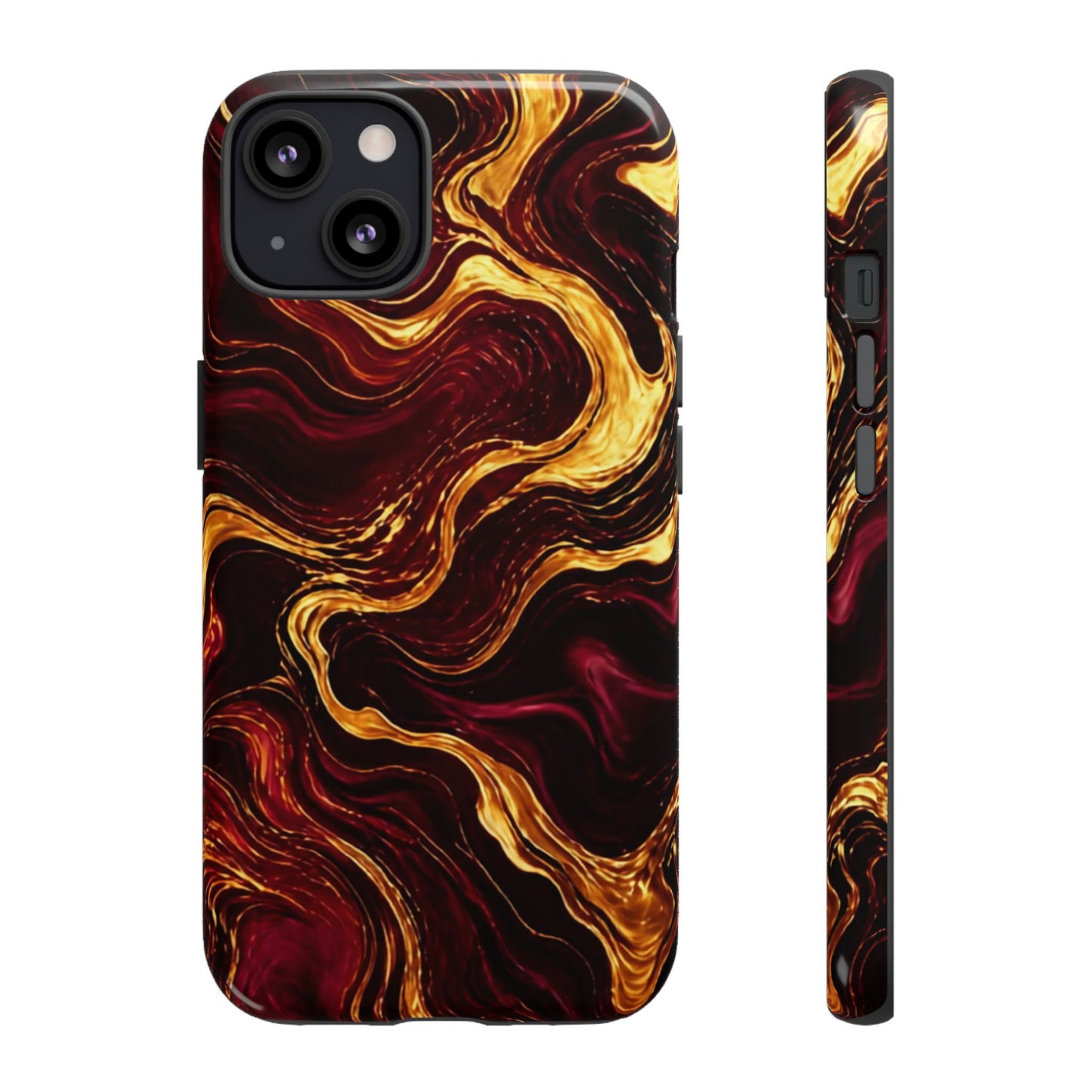 Molten Gold and Maroon Waves: Elegant Phone Case for iPhone, Samsung Galaxy and Google Pixel devices