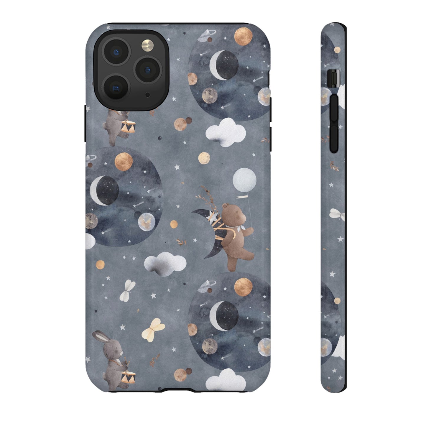 Moon, Bear and Bunny: Cute phone case for iPhone, Samsung Galaxy and Google Pixel devices