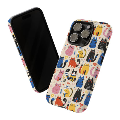 Cat Doodles Phone Case: Playful Cat-Inspired Tough Case for iPhone, Samsung Galaxy and Google Pixel devices