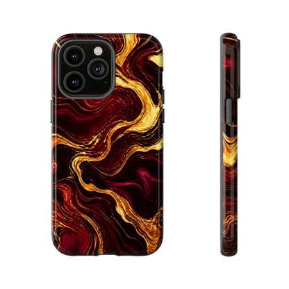 Molten Gold and Maroon Waves: Elegant Phone Case for iPhone, Samsung Galaxy and Google Pixel devices