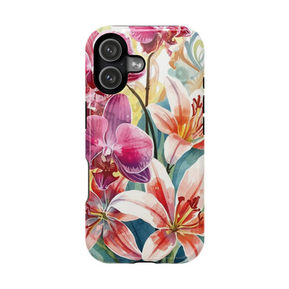 Hibiscus & Orchid Haven: MagSafe Floral Phone Case for iPhone