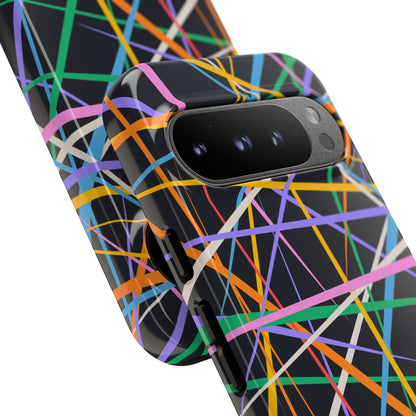 Spectrum Grid: Abstract, Intersecting Line Patterns Phone Case for iPhone, Samsung and Google Pixel devices