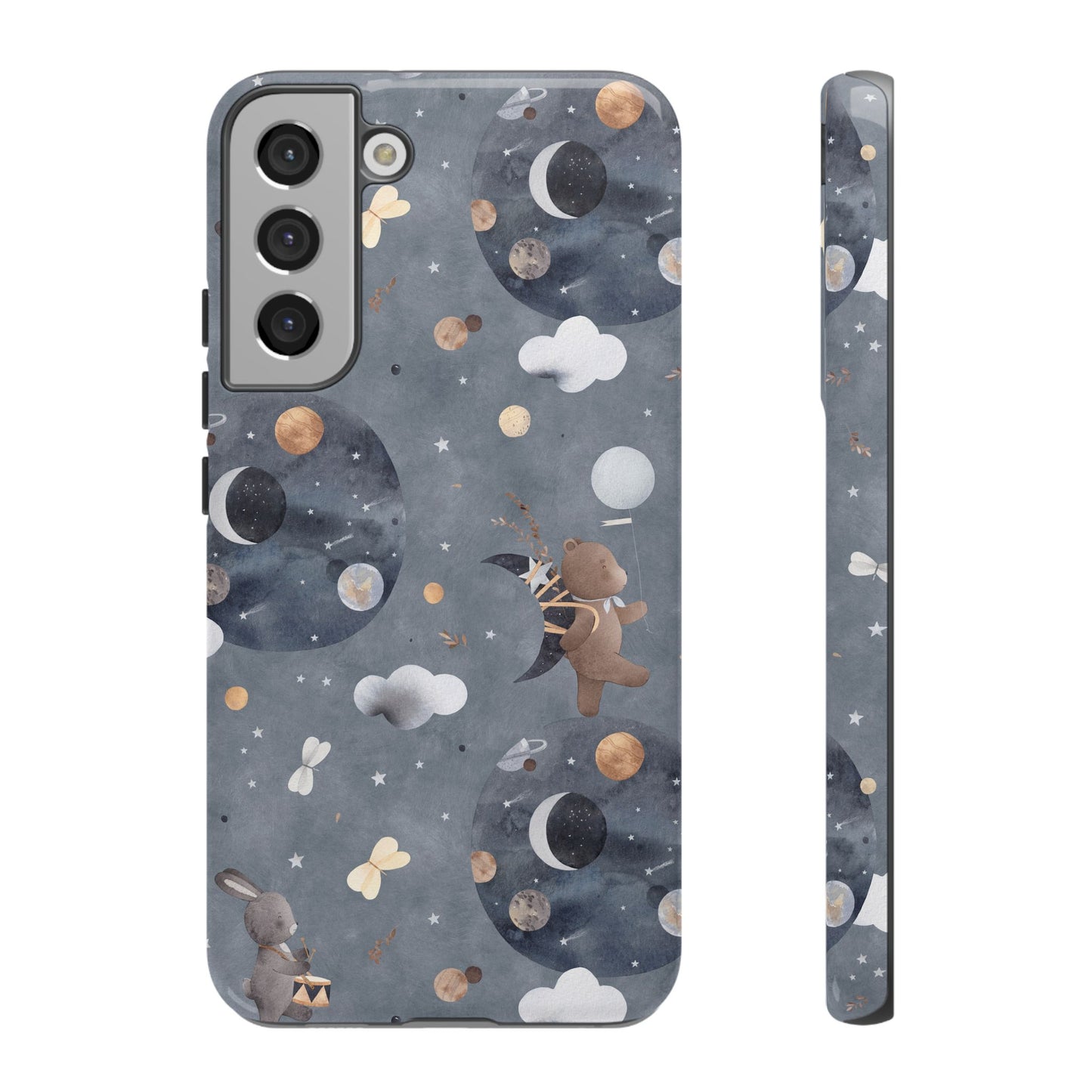 Moon, Bear and Bunny: Cute phone case for iPhone, Samsung Galaxy and Google Pixel devices