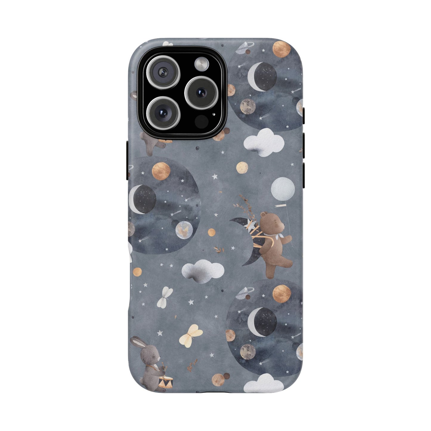 Moon, Bear and Bunny: Cute phone case for iPhone, Samsung Galaxy and Google Pixel devices