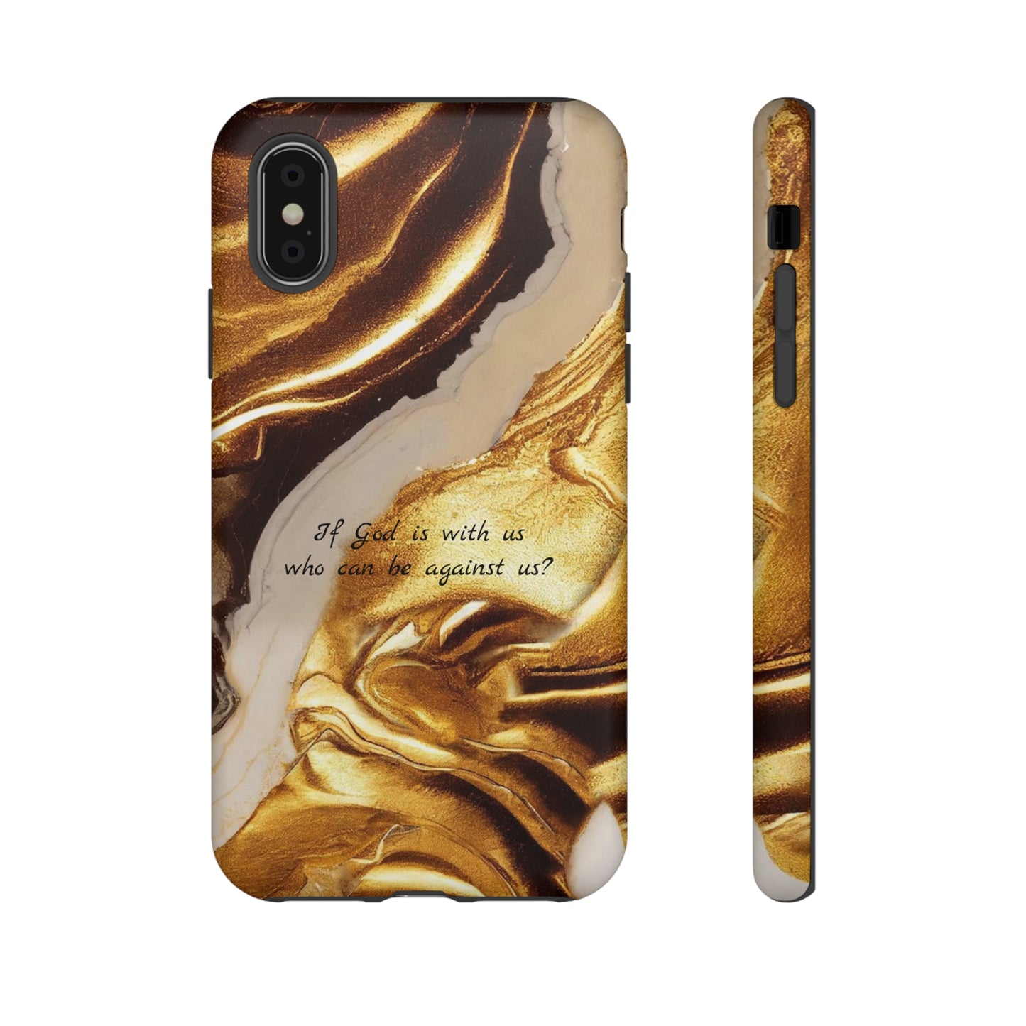 "If God is with us who can be against us?": Inspiring phone case for iPhone, Galaxy and Pixel devices.