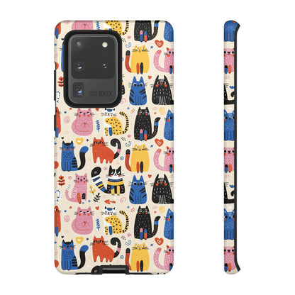Cat Doodles Phone Case: Playful Cat-Inspired Tough Case for iPhone, Samsung Galaxy and Google Pixel devices