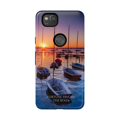 Fortune Favors the Bold: Sunset Sail Phone Case for iPhone, Samsung Galaxy and Google Pixel devices