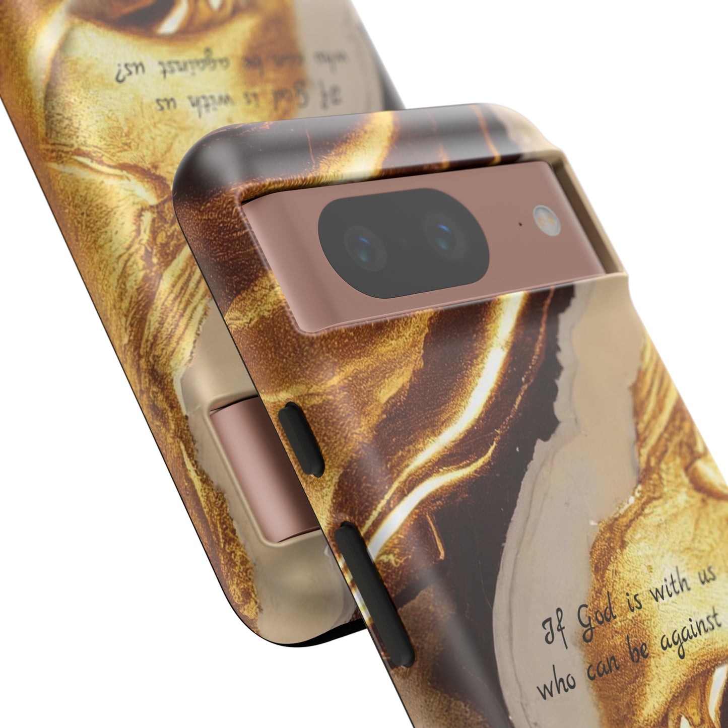 "If God is with us who can be against us?": Inspiring phone case for iPhone, Galaxy and Pixel devices.