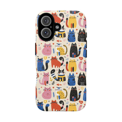 Cat Doodles Phone Case: Playful Cat-Inspired Tough Case for iPhone, Samsung Galaxy and Google Pixel devices