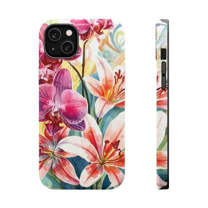 Hibiscus & Orchid Haven: MagSafe Floral Phone Case for iPhone