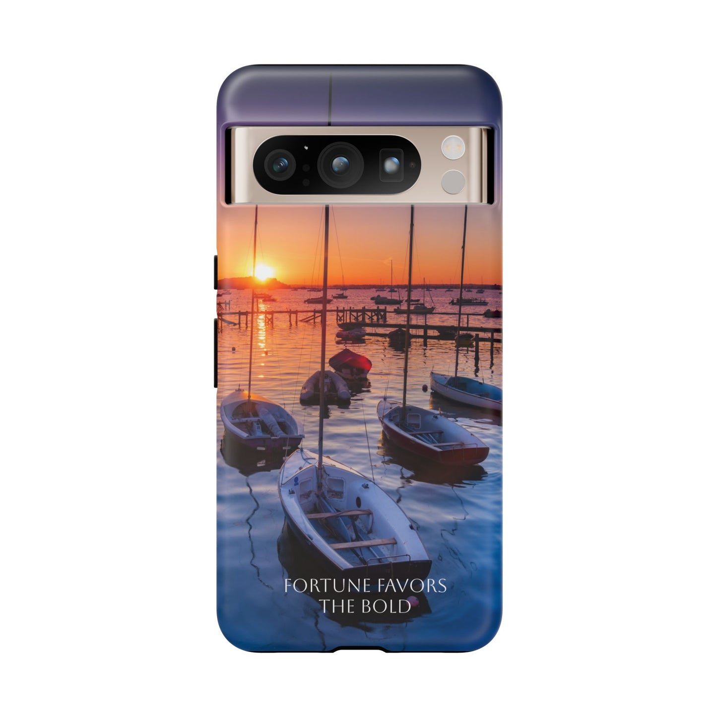 Fortune Favors the Bold: Sunset Sail Phone Case for iPhone, Samsung Galaxy and Google Pixel devices